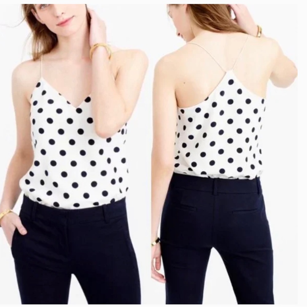 J.Crew petite carrie cami in polka dot.